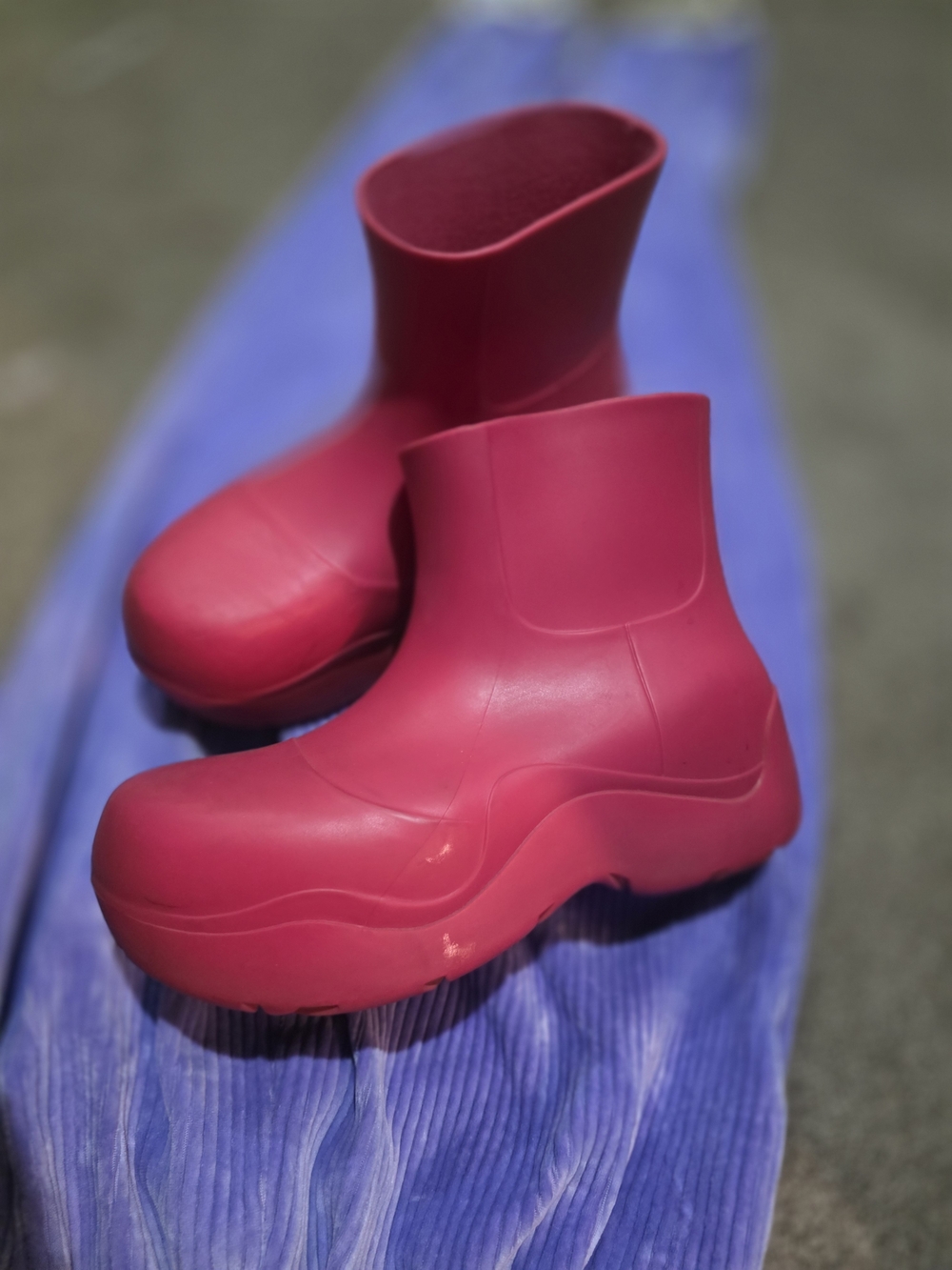 Bottega Veneta Hot Pink Platform Ankle Rain Booties
